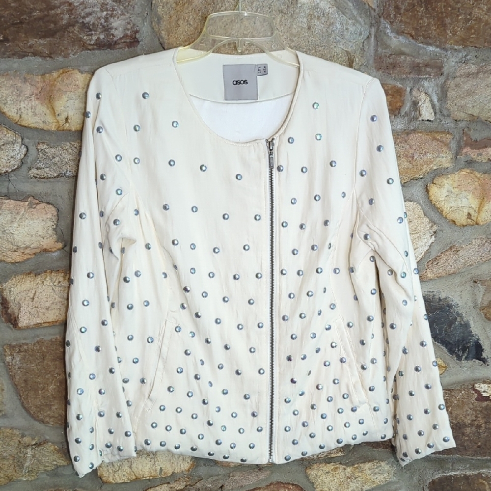 ASOS Cream Blazer with Metallic Embellishments
